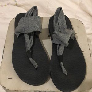 Gray Skechers Yoga Foam soles